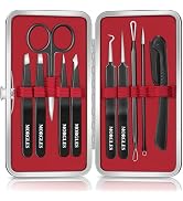 Tweezers for Eyebrows, 10 in 1 Blackhead Remover & Pimple Popper Tool Kit | MORGLES Tweezers Set ...