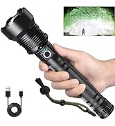PeakTrend Rechargeable Flashlights 250000 Lumens, Super Bright Led Flashlight High Lumens with US...