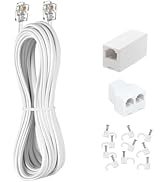 Menewstart Long Telephone Extension Cord 25 FT, White, Phone Cable Line Wire with Standard RJ11 P...