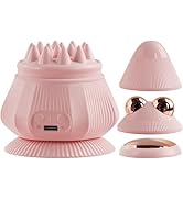 JIEJUNJIE Electric Mini Handheld Silicone Scalp & Muscle Massager with Suction Cup – 4 Massage He...
