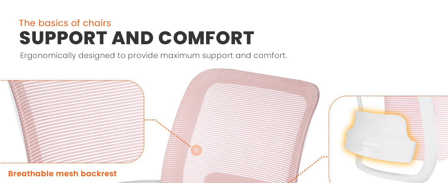 Breathable Mesh and lumbar support for all day comfort