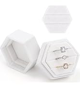 WantGor Velvet Ring Box, 2-in-1 Jewelry Ring Gift Box 3 Slots Hexagon Ring Storage Box or Double ...