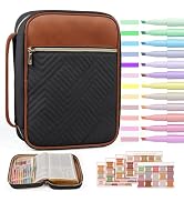 BellaHold Quilted Vegan Leather Bible Cover, Color-Blocked Bible Cover Case for Women, Large Bibl...