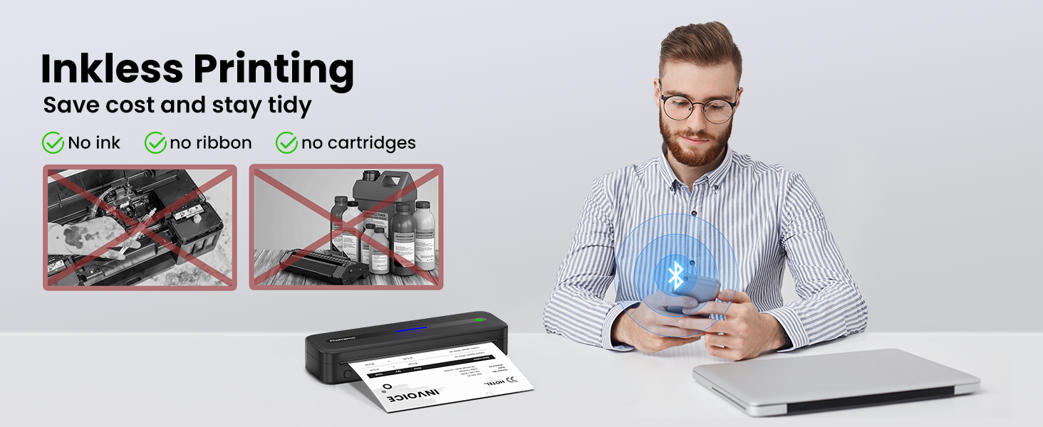 wireless inkless portable printer