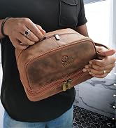 RUSTIC TOWN Leather Toiletry Bag for Men Travel Shaving Dopp Kit Toiletries Organizer Cosmetic Ma...