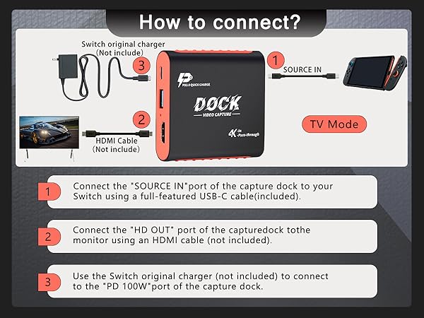 TV Mode swtch dock capture connection
