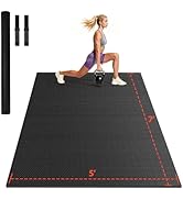 Stepwaver Extra Large Exercise Mat, 7'x5'/ 8'x6'/ 10'x6' (7mm) Extra Thick Workout Mats for Home ...