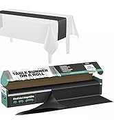Black Table Runner – 14" X 110' Premium Plastic Longtable Runners with Cutter Box - Cut to Size -...