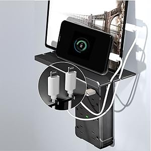 Wall outlet extender with shelft
