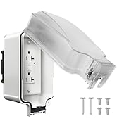 ZUYIYI GFCI Outdoor Electrical Outlet Box, 20 Amp 110-250V, IP66 Waterproof and NEMA 5-15, Self T...