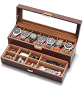 sensok Watch Case Box for Men - 7 SLots Watches Storage Organizer Real-Glass Display Case with Je...