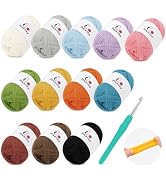 Aeelike 12Pcs Tshirt Yarn for Crocheting Thick Elastic Fabric Yarn 1200g | Crochet Yarn with 5.5m...