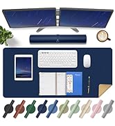 Large Desk Pad Mat 47.2" x 17", Office Desk Mat, Non-Slip PU Leather & Cork Desk Blotter for Keyb...