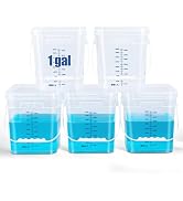 ASEVAT Square 1 Gallon Bucket with Lid, 5 Pack Clear Food Grade Storage Containers with Lids, Pai...