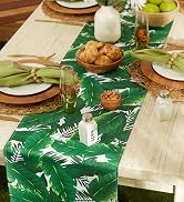 banana leaf printed outdoor table runner styled