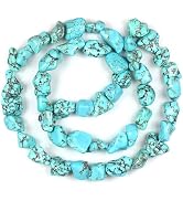 HAAMIIQII 10-15mm Freeform Irregular Blue Turquoise Beads Loose Gemstone Beads for Jewelry Making...
