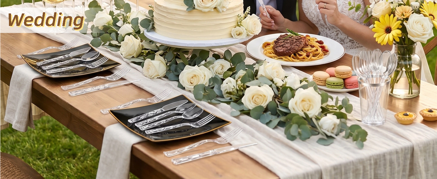 heavy duty disposable gold cutlery for wedding
