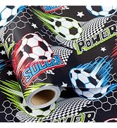 Burymento Soccer Wrapping Paper for Boys Teens Men - 17 in x 16.4 ft, Cool Soccer Sports Graffiti...