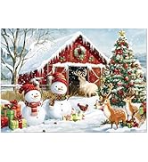 500 Piece Christmas Jigsaw Puzzle for Adults, 21" x 15" Christmas Farm Puzzle Pieces - Christmas ...