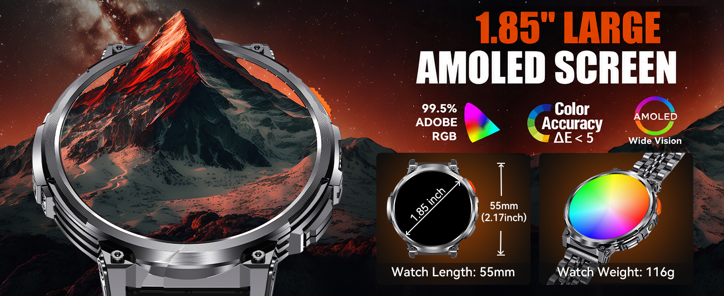 1.85-inch large AMOLED HD screen