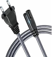 European Power Cord, Goalfish EU 2- Slot Power Cable Europlug (IEC-320-C7 to CEE 7/16) Nylon Brai...