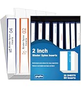 gisgfim 20 Sheets Binder Spine Inserts 2 Inch Spine Width White Binder Labels 92LB Printable Side...