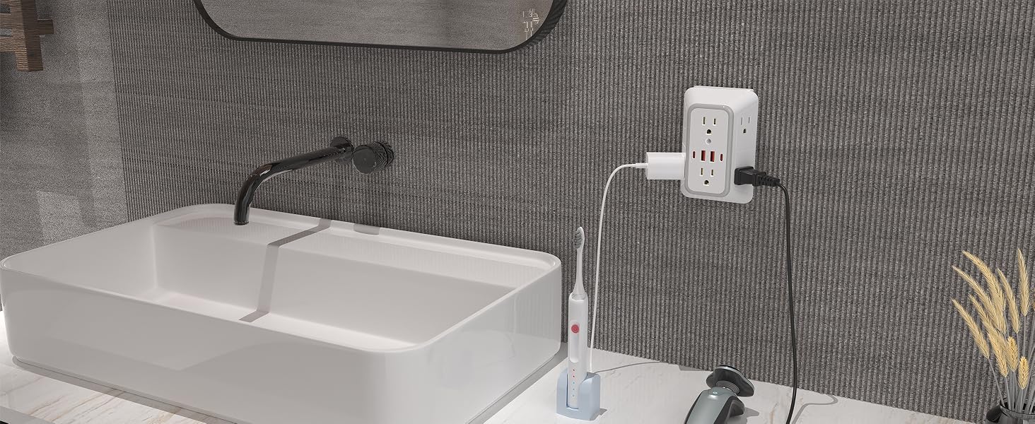multiple plug outlet,outlet with usb c,plug in outlet extender,usb c wall outlet
