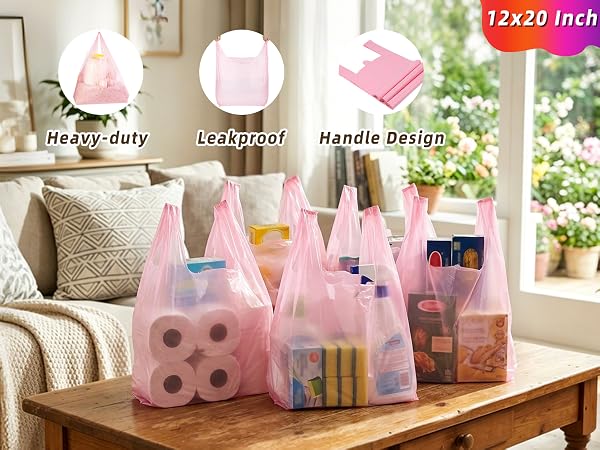 Pink Plastic Bags with Handles