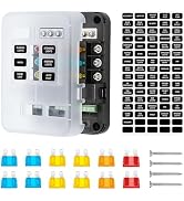 PILISPARK 12V Fuse Block with Relay, Automotive 6 Circuits Fuse and Relay Box with Acc Interface,...