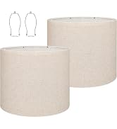 Qvtekn Drum Lamp Shades Set of 2 Beige 13"x13"x10" for Table&Floor Lamps | Neutral fabric shades ...