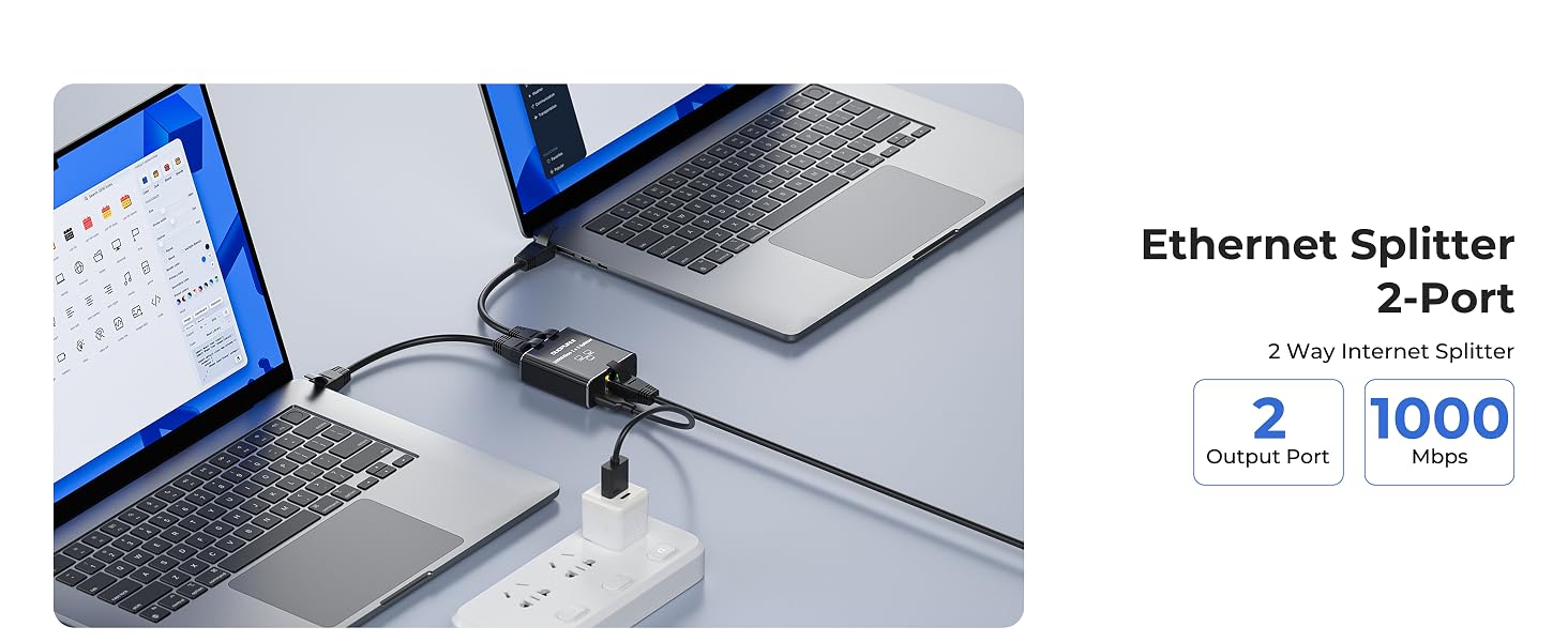High speed ethernet splitter connect two devices to optimize network resource utilization