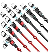 Magnetic Charging Cable 540° Rotation(7-Pack, 1.6ft/3.3ft/3.3ft/6.6ft/6.6ft/10ft/10ft) Nylon Brai...