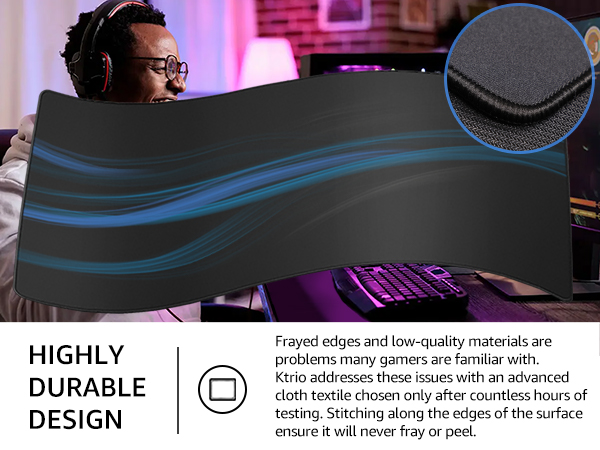 Stitching along the edges of the surface ensure it will never fray or peel