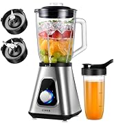 GDOR 1200W Blender for Smoothies and Shakes, 52 Oz Glass Jar & 22 Oz To-Go Cup Combo, Countertop ...