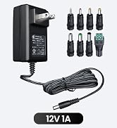 UL Listed 12V 1A 1000mA 6FT Long Power Supply Adapter with 8 Tips, 12W 0.5A 0.8A 800mA 500mA AC/D...