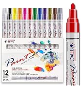 Paint Pens Paint Markers Never Fade Quick Dry and Permanent, 12 Color Oil-Based Waterproof Paint ...