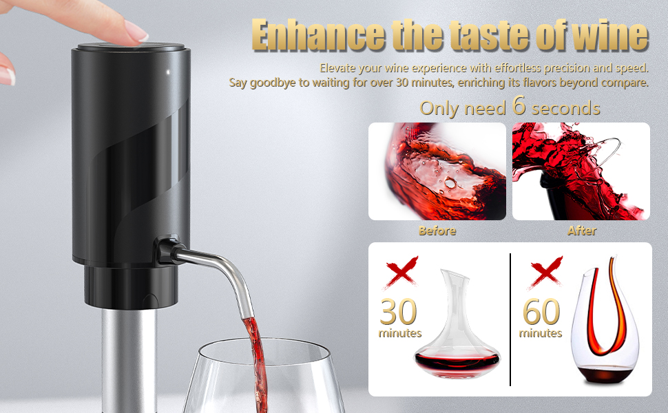 Enhance the taste of wine. Elevate your wine experience with effortless precision and speed.