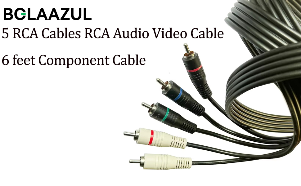 Gold-Plated 5 RCA Male to 5 RCA Male Stereo Audio Cable for Home Theater, HDTV, Gaming Consoles