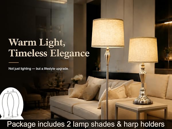 2 PACK LAMP SHADES + HARP HOLDERS