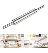 Stainless Steel Rolling Pin, 12inch Non Stick Dough Roller Long Pastry Roller for Baking Pizza Do...