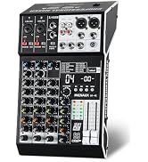 MICNAUX Audio Mixer 4 Channel Professional Sound Mixer Console with 99 DSP Effects, Small Mixing ...