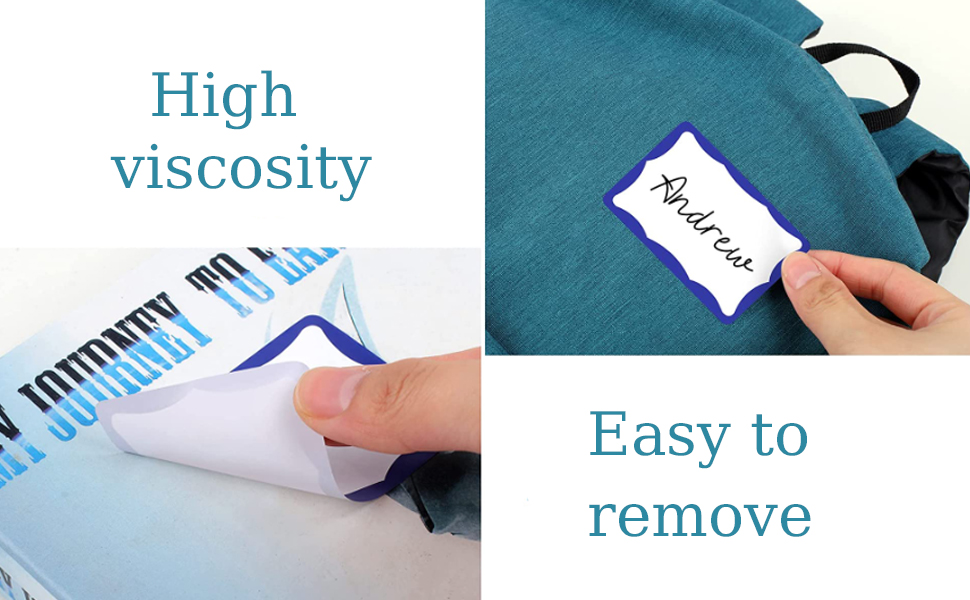 Name Tags, Name Tag Stickers(White with Blue Border)