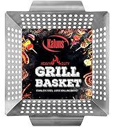 Kaluns Grill Basket For Veggies, Heavy Duty Grilling Baskets For Outdoor Grilling, Large Stainles...