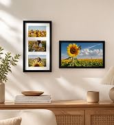 decorUhome 3 5x7 Picture frames Collage Wall Decor with Mat, Black | 8x16 Engineered Wood Picture...
