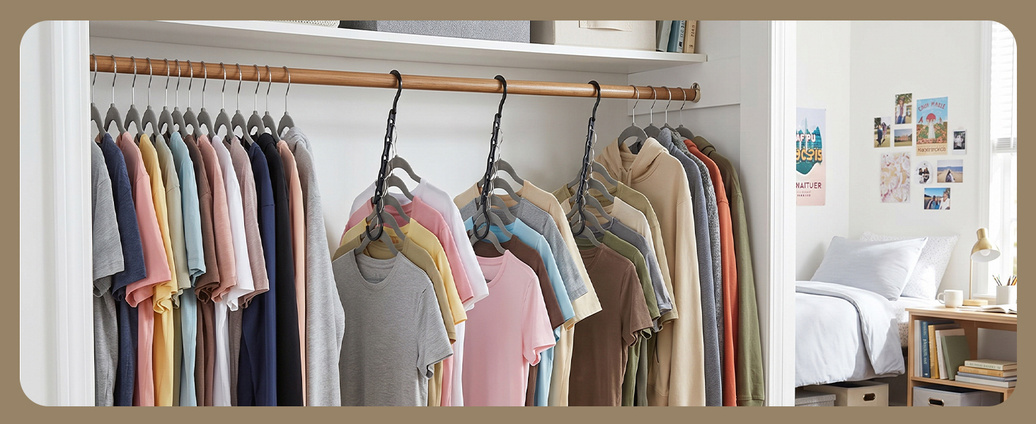Rental Apartments — No built-in shelving required; maximize existing rods