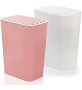 Fasmov Trash Can 2 Pack 7.5 Liter / 2 Gallon Plastic Garbage Container Bin with Press Top Lid, Wa...