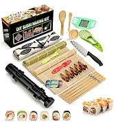 Sushi Making Kit, 26-in-1 Professional Maker Set with Bazooka Roller, Nigiri & Peeler Slicer, Bam...