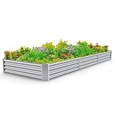 Land Guard 12×4×1ft Galvanized Raised Garden Bed Kit, Super Large Metal Raised Garden Beds for Ve...