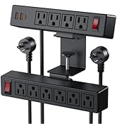 Dual Layer Desk Clamp Power Strip Surge Protector, Under Desk Power Strip with 10AC Outlets & 3 U...
