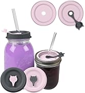 ORIGINAL CREATOR - FlipFit Silicone Mason Jar Lids with Straw Hole - Dual-Fit Regular & Wide Mou...